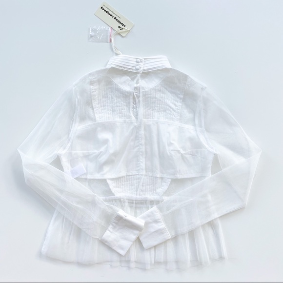 NWT Sheer Tulle Blouse with Ruffle Yoke Detail - Picture 5 of 6
